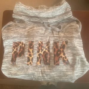 PINK crew neck drawstring pullover